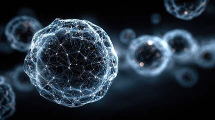 Abstract spheres, interconnected, digital, scientific