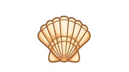 Stylized shell illustration with clean lines. Simple design for marine or beach-themed graphics. Perfect for logos and creative projects. Isolated on transparent background, png	
