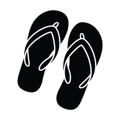 Black silhouette of a pair of flip flop sandals with white outlines