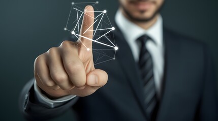 Businessman Finger Touching Digital Network Connection
