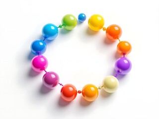 3D colorful round elements connected in a circle on a white background. Perfect for business infographics, data visualization, and creative diagram concepts