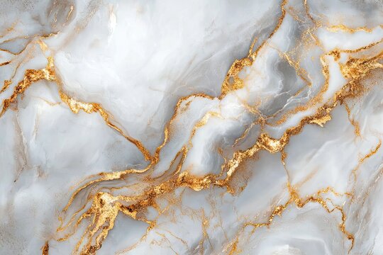 Fototapeta Abstract marble, grey-white, gold veins