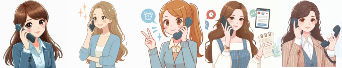 VECTOR IMAGE OF WOMAN CALLING ON WHITE BACKGROUND