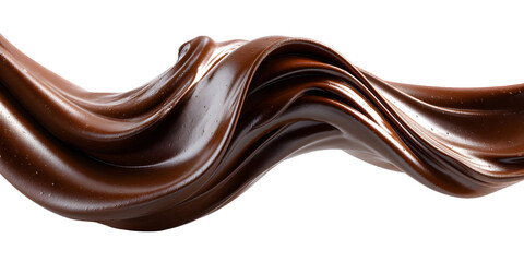 Delicious dark chocolate wave flowing smoothly on a transparent background image