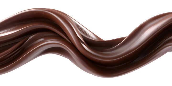 Abstract chocolate flow on transparent background creating a delicious and smooth feeling