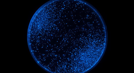 Microscopic view of vibrant blue phytoplankton glowing in the ocean depths revealing intricate life forms 