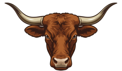 Texas Longhorn Bull Head, Ranch, Dark Background, Logo