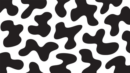 Flat Two Dimensional Vector Illustration Featuring Dynamic Abstract Irregular Shapes Bold Black On White Pattern