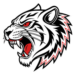 Fototapeta premium Cat and tiger head vector illustration in tribal tattoo style