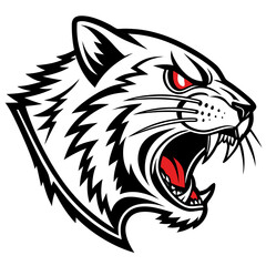 Obraz premium Cat and tiger head vector illustration in tribal tattoo style