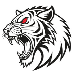 Obraz premium Cat and tiger head vector illustration in tribal tattoo style