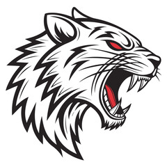 Cat and tiger head vector illustration in tribal tattoo style