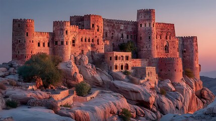 Ancient architecture in rocky desert high resolution picture