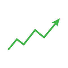 Green arrow chart showing upward trend and growth
