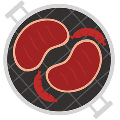 hand drawn Barbecue grill flat illustration