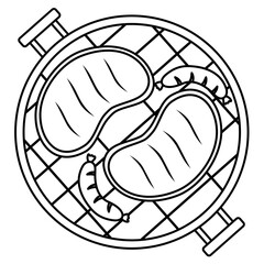 hand drawn Barbecue grill flat illustration