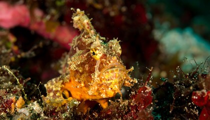 Close-up of an orange fish in coral reef