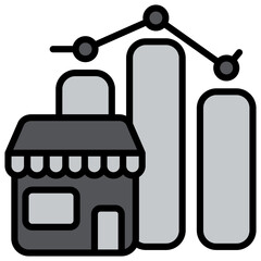 Market Grey Icon Editable Stroke