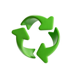 Obraz premium Vibrant green recycling symbol symbolizing environmental sustainability and eco-friendly practices in a circular motion transparent background