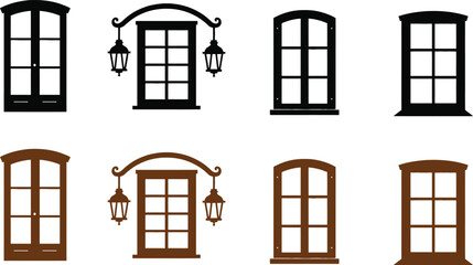 Collection of various window designs isolated