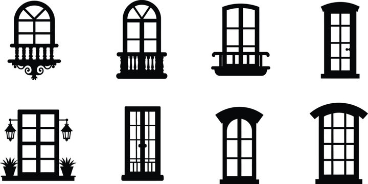 Fototapeta Collection of various window designs isolated
