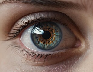 Fototapeta premium Close Up of Human Eye with Blue and Brown Iris Detail