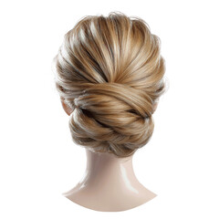 Fototapeta premium Elegant Low Bun Hairstyle for Blonde Hair - Rear