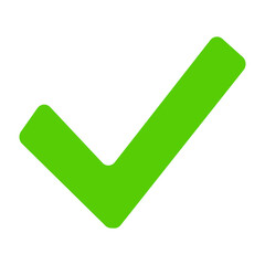 green check mark.  Green checkmark icon on transparent background.