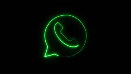 Whatsapp neon luminous icon motion graphic modern chat communication symbol isolated on dark background - Powered by Adobe