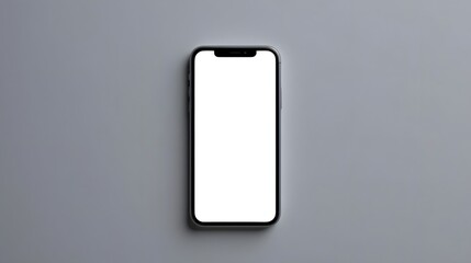 Modern smartphone with blank screen on a clean gray background, perfect for mockups and app showcases.