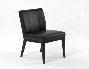 Fototapeta premium Modern black leather dining chair offers elegant seating for sophisticated dining rooms and stylish restaurants