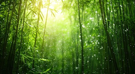 Lush bamboo forest in rain (2)