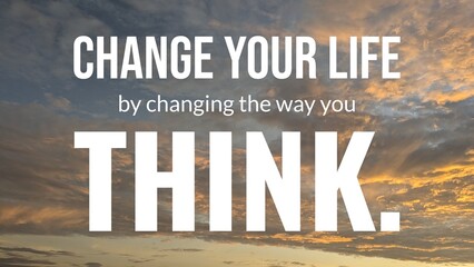 A motivational quote against a sky of dramatic, golden-hued clouds. The text says 