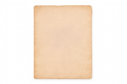 Blank vintage paper with transparent background, perfect for adding texts or designs, evoking a sense of history and nostalgia