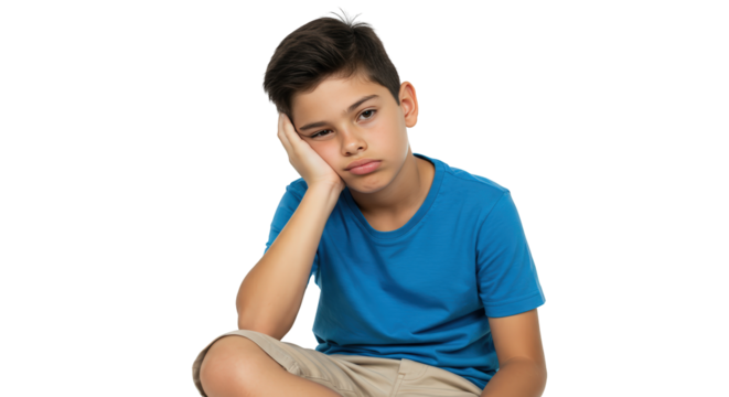 Head hand  boredom bored young  young resting boy on  bored  child boy