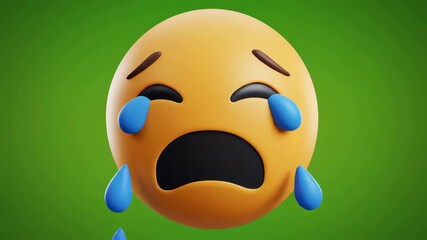 A detailed 3D render of various emoticons, including thinking emoji, sad emoji, angry emoji, skull emoji, shocked emoji, crying emoji, emoji wink, and yummy emoji expressions - Powered by Adobe