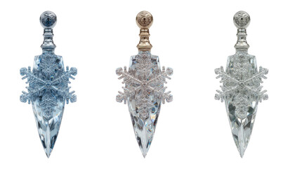 Elegant Decorative Snowflake Ornaments on Transparent Background