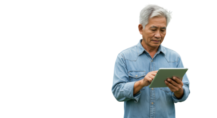  asian man tablet asian elderly computer  male  senior  man elderly using  male