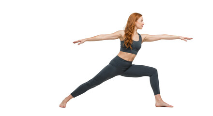 Fototapeta premium Yoga yoga woman warrior fitness exercise ii fit young pose practicing pose woman