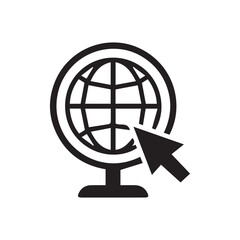 Obraz premium Minimalist vector illustration of a globe in solid black. The icon highlights continents clearly and is perfect for apps, websites, or presentations related to international topics.