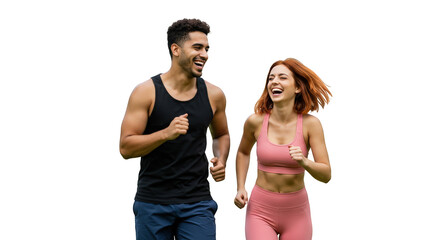 Obraz premium jogging together running couple exercise couple fitness outdoors jogging happy jogging fitness