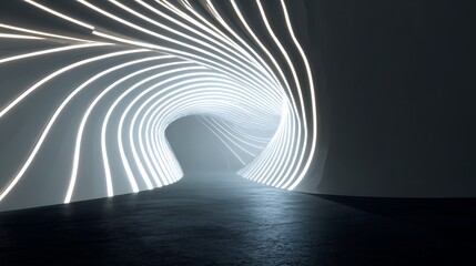 Abstract futuristic tunnel with glowing lines, a modern design element that creates a sense of depth and motion, perfect for technology and scifi themes