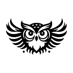 Stylized Black and White Owl