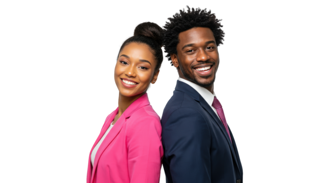 Standing to business  man a couple successful people american back  couple  woman of  partners portrait back - Powered by Adobe