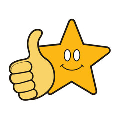 A bold thumbs-up icon combined with a shining star, symbolizing approval, achievement, and excellence. Perfect for celebrating success, ratings, or positive feedback.
