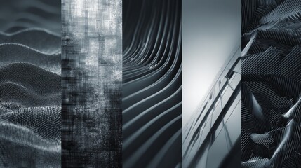 Tech overlays on architecture or abstract digital patterns