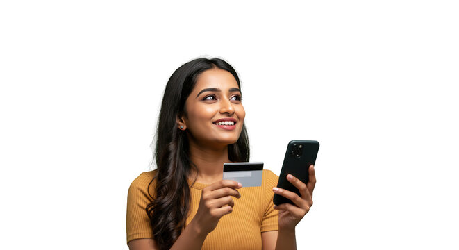 Woman person adult holding smiling credit girl phone woman card and female