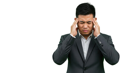 Stressed  stress pain  tired  pain  headache businessman in holding businessman head  pain