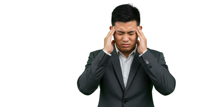 Stressed stress pain tired pain headache businessman in holding businessman head pain - Powered by Adobe
