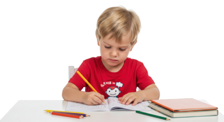 Homework boy concentrating and on young  child  kid learning  toddler boy  preschooler